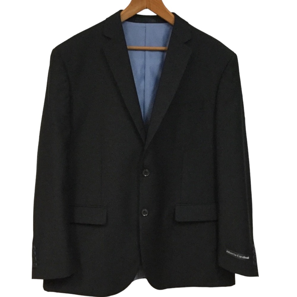 ALBERTO CARDINALI sz 44S Sport Coat / Suit Jacket Career Black w Blue Lining NWT